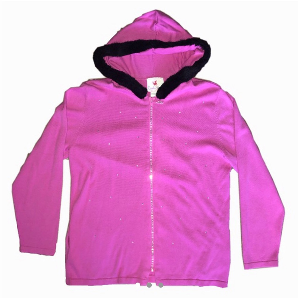 💖Y2K pink rhinestone fur sweater💖